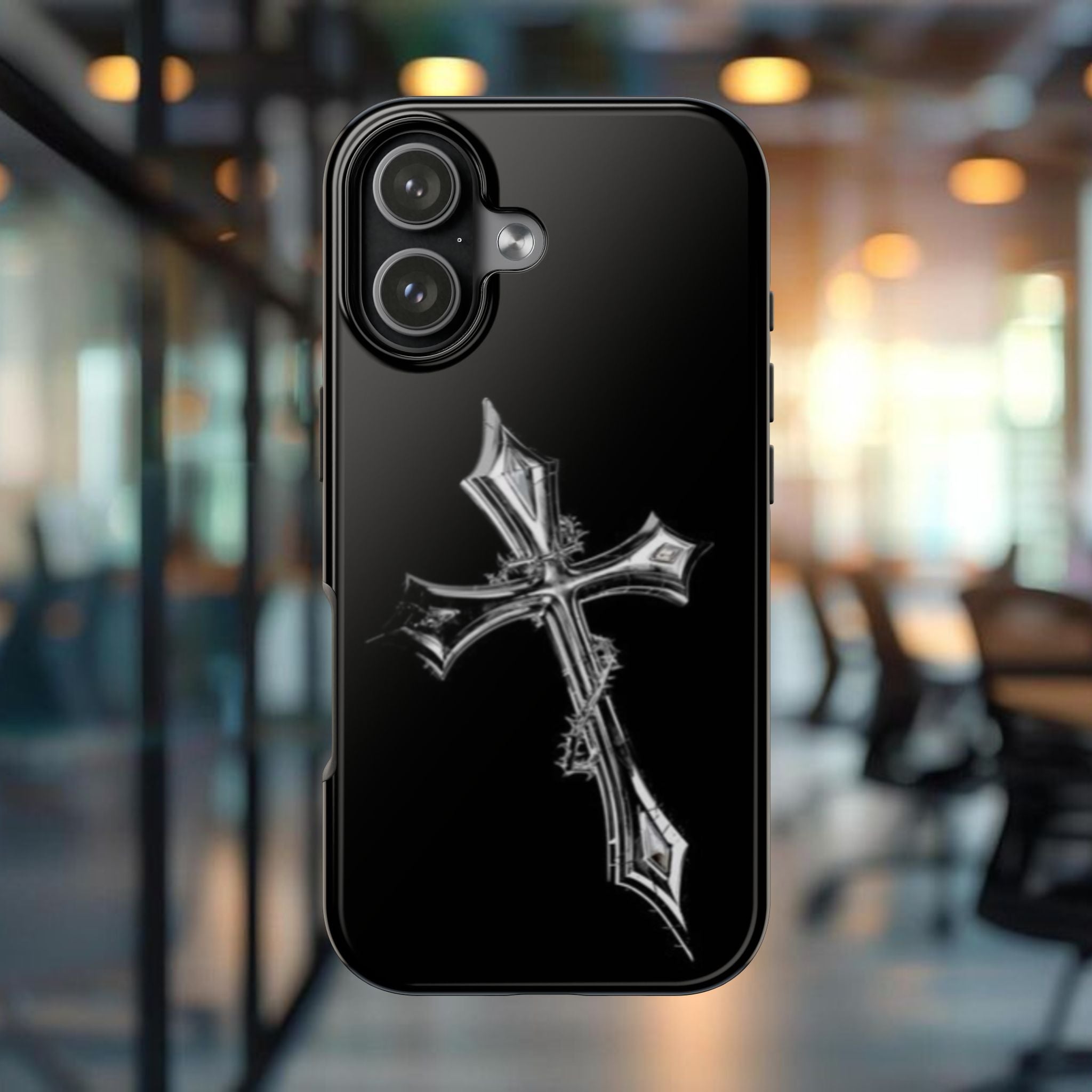 Tough Phone Case — Gothic Silver Cross Protective Cover